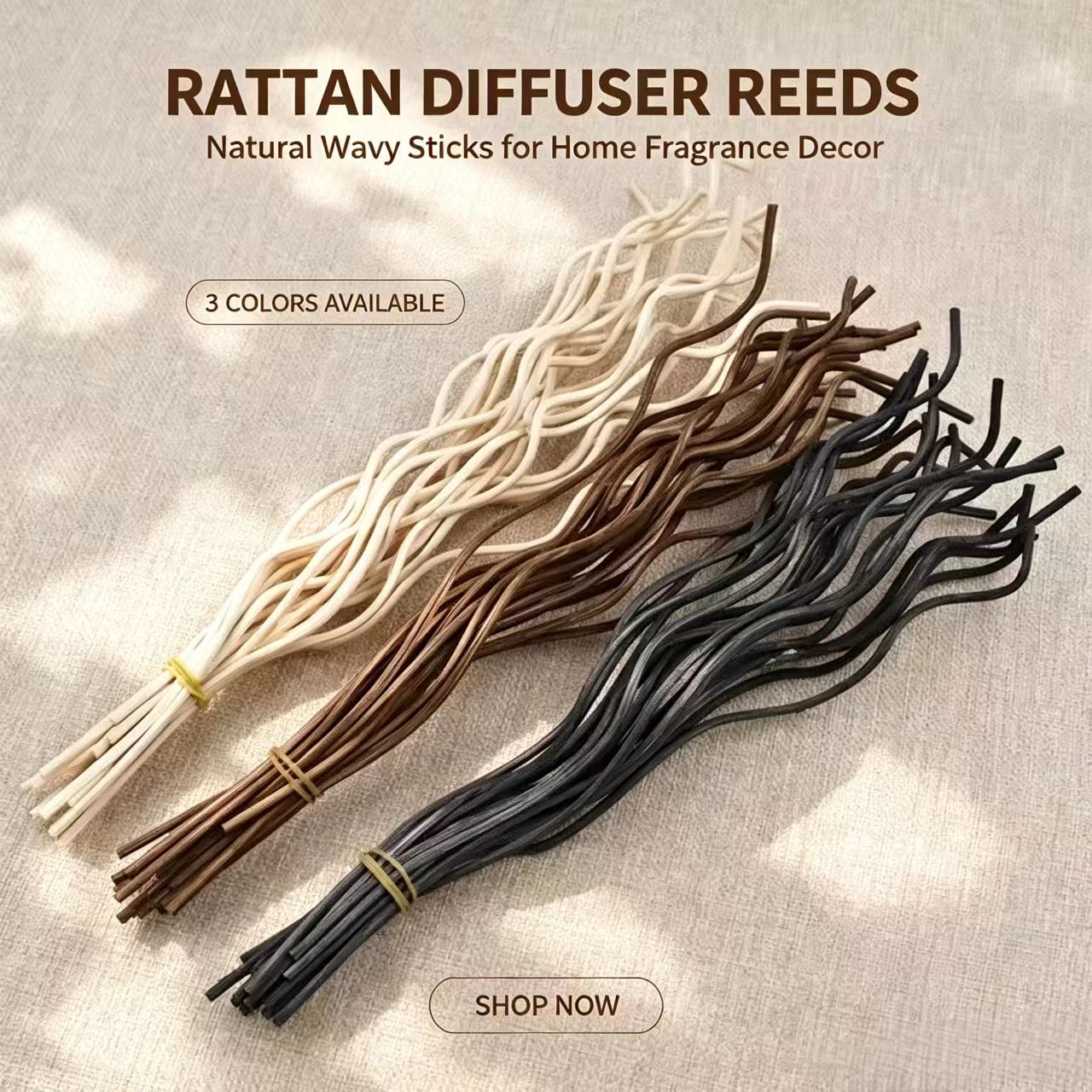 Home Fragrance Verbena - 20Pcs Long Wavy Rattan Reed Diffuser