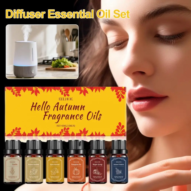 Home Fragrance Vanilla Scented Candle - 6x10ml Autumn Diffuser Fragrance Oils, Fall