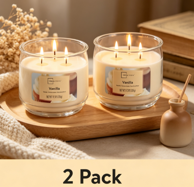 Vanilla Scented 3 Wick Glass J - Home Fragrance Vanilla Scented Candle 评论和价格