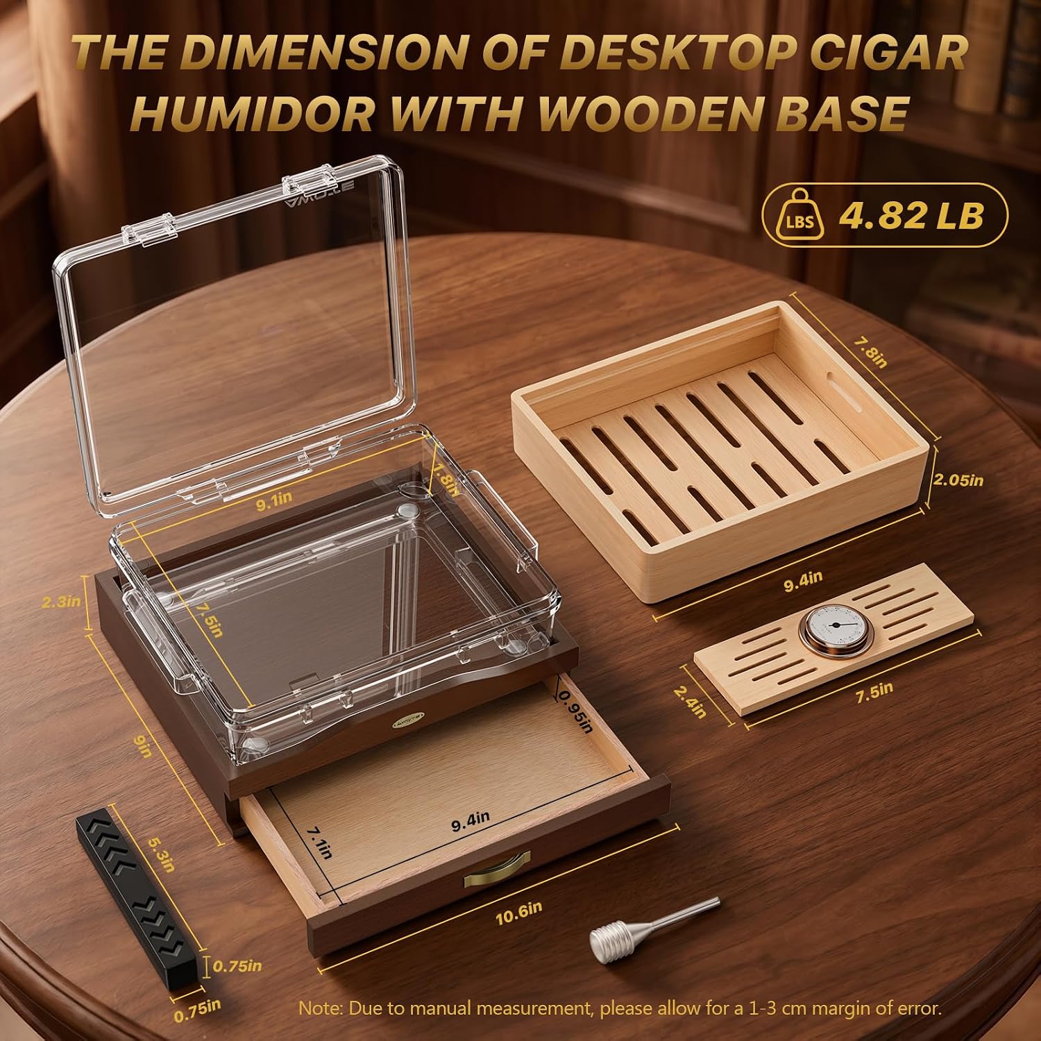 Acrylic Cigar Humidor Box, Des - Home Fragrance Maple Walnut 评论和价格