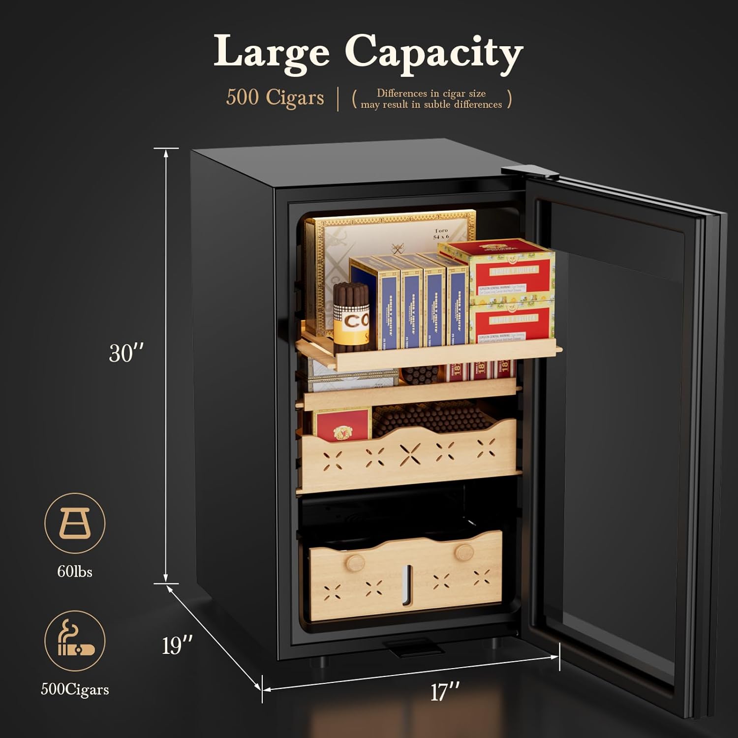 65L Electric Cigar Humidor 500 - Home Fragrance Maple Walnut 评论和价格