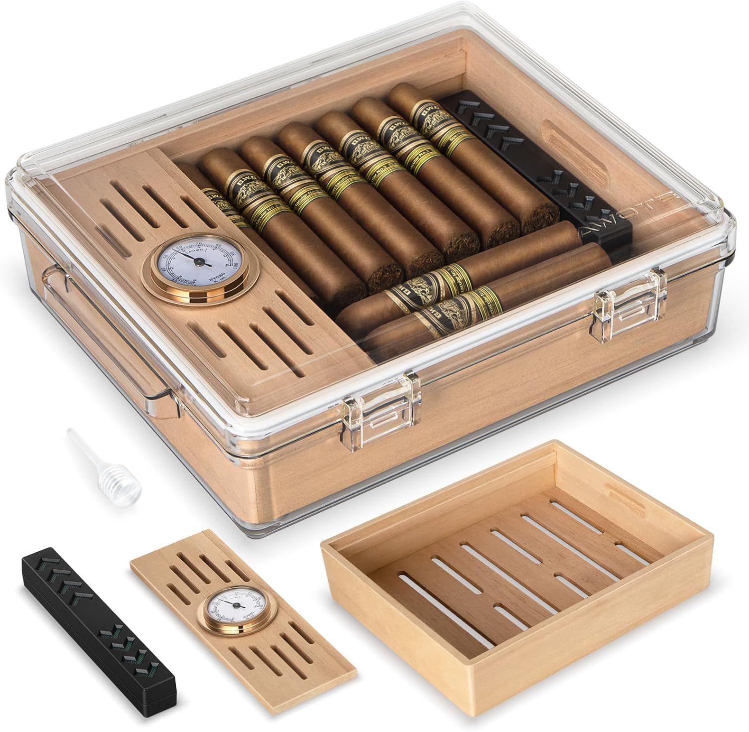Acrylic Cigar Humidor, Box wit - Home Fragrance Maple Walnut 评论和价格