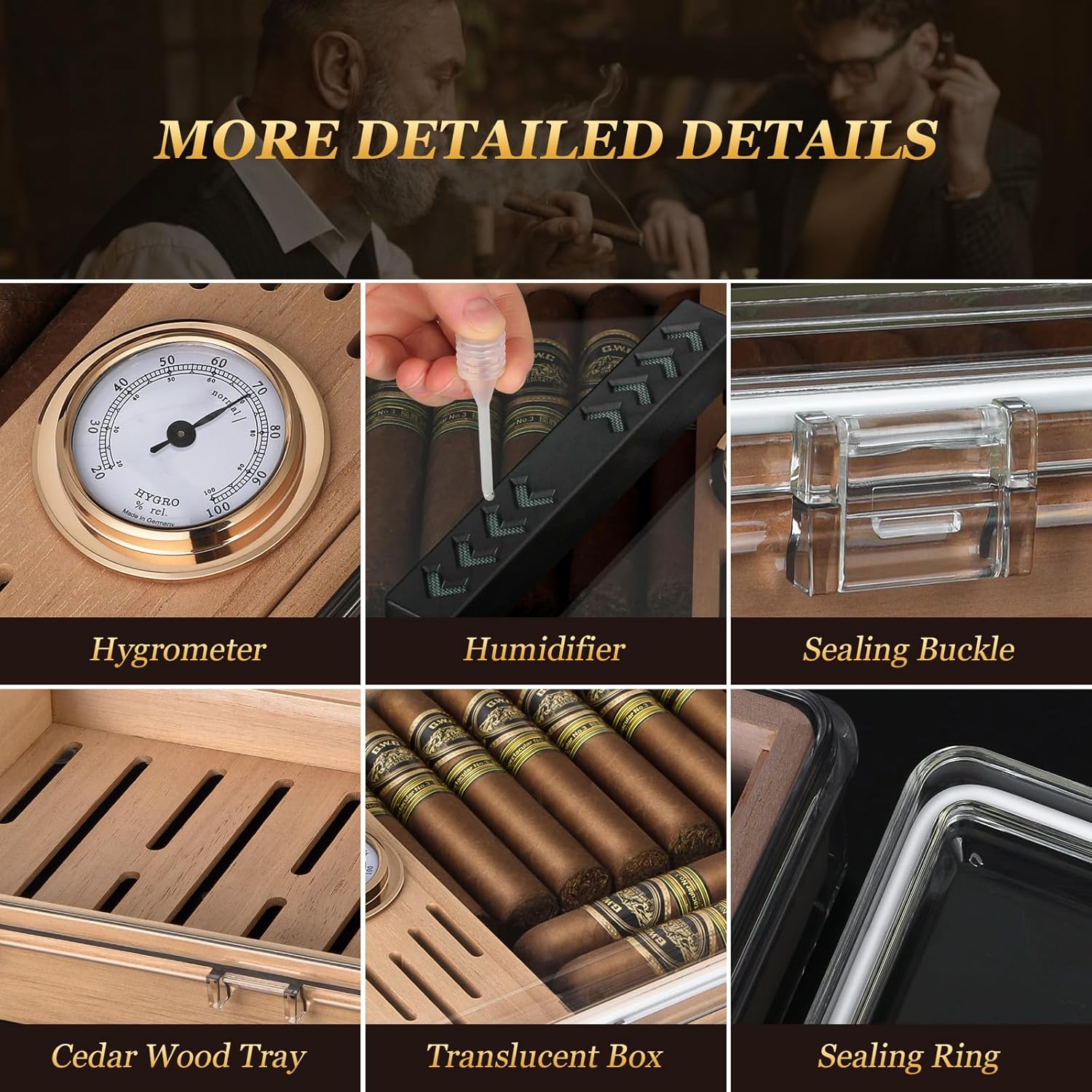 Acrylic Cigar Humidor, Box wit - Home Fragrance Maple Walnut 评论和价格